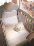 Cot with Peach Heart and Padded Headboard